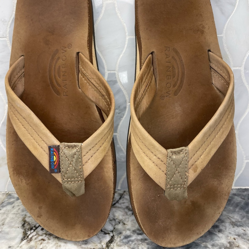 Rainbow flip flops
